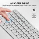 AR/EN Silent KC-01-E USB Wired Keyboard with Large Keycaps, Noise-Free Typing, Fn Multimedia Hotkeys, Full-Size Layout with Num Pad, Ergonomic Design, 1.5m USB Cable, for Laptop, PC, Mac - Light Blue