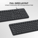 AR/EN Silent KC-01-E USB Wired Keyboard with Large Keycaps, Noise-Free Typing, Fn Multimedia Hotkeys, Full-Size Layout with Num Pad, Ergonomic Design, 1.5m USB Cable, for Laptop, PC, Mac - Mint Green