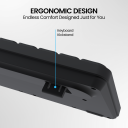 AR/EN Silent KC-01-E USB Wired Keyboard with Large Keycaps, Noise-Free Typing, Fn Multimedia Hotkeys, Full-Size Layout with Num Pad, Ergonomic Design, 1.5m USB Cable, for Laptop, PC, Mac - Light Blue