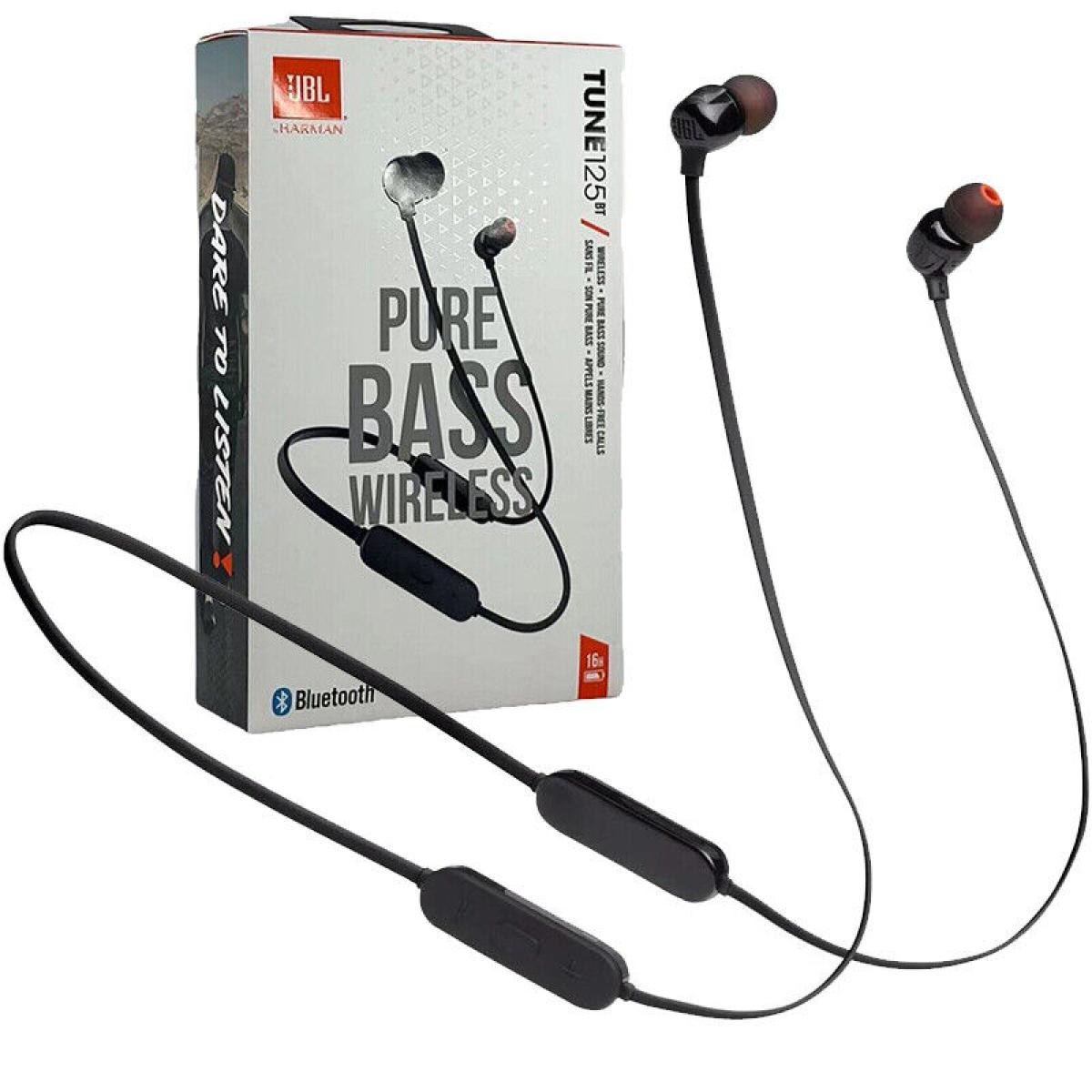 Jbl Tune 125bt Wireless In Ear Headphone, Pure Bass Sound, Bluetooth 5.0, 16 Hour Battery Life, 96db Spl/1mw Sensitivity, 20 Hz – 20 Khz Frequency, 16 Ohms Impedance, Black