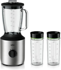 Braun Blender 800 W Variable speed dial and Pulse 1.5 L Glass With 2 Smoothie to go cups Silver