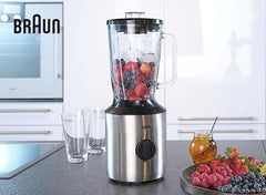 Braun Blender 800 W Variable speed dial and Pulse 1.5 L Glass With 2 Smoothie to go cups Silver