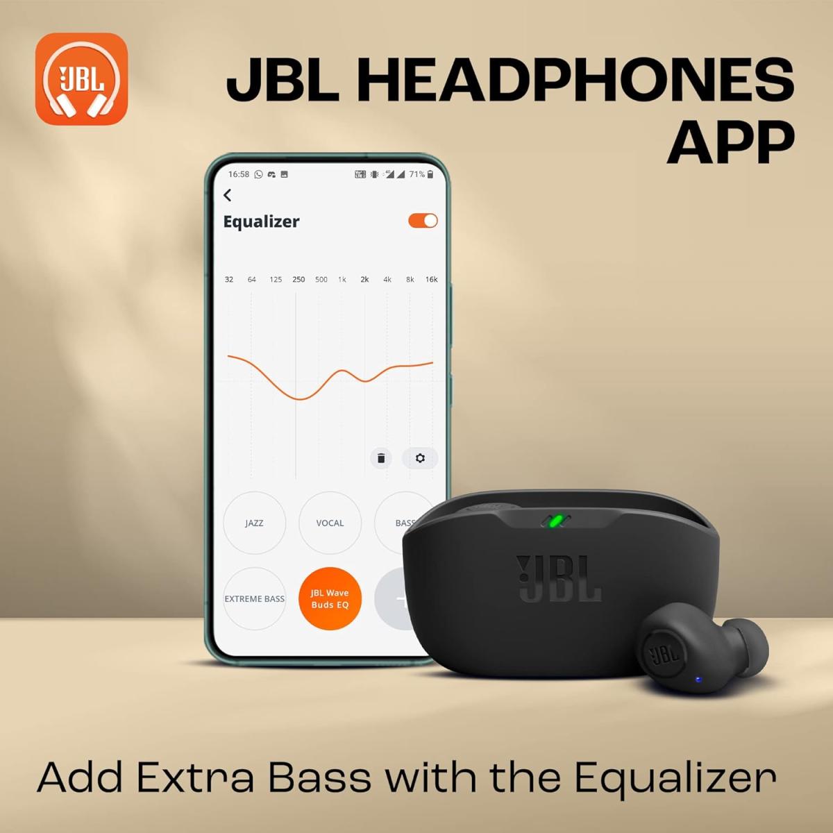 JBL Wave Buds True Wireless Earbuds | Deep Bass | Comfortable Fit | 32H Battery | Smart Ambient Technology | Hands-Free Call | Water and Dust Resistant | Black JBL Wave Buds True Wireless Earbuds | Deep Bass | Comfortable Fit | 32H Battery | Smart Ambient Technology | Hands-Free Call | Water and Dust Resistant | Black