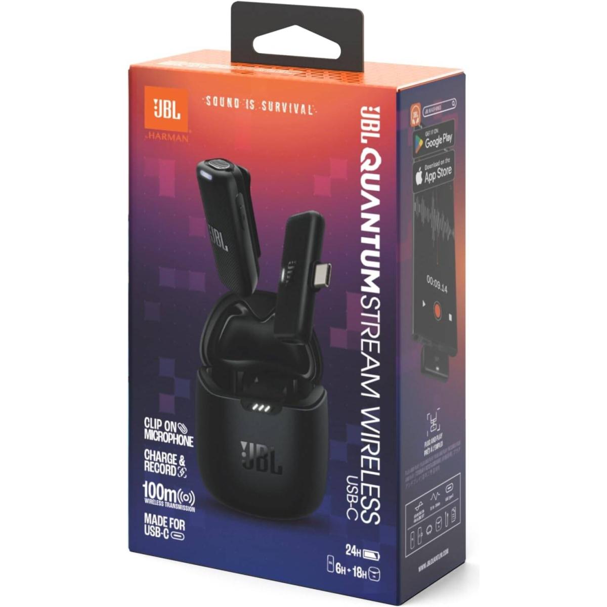JBL Quantum Stream Wireless USB-C - Wearable Wireless Streaming Microphone for Crystal Clear Recordings, 24 Hours of Recording time, Plus Speed Charge, Included Windscreen for Noise Reduction - Black JBL Quantum Stream Wireless USB-C - Wearable Wireless Streaming Microphone for Crystal Clear Recordings, 24 Hours of Recording time, Plus Speed Charge, Included Windscreen for Noise Reduction - Black