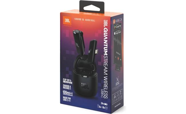 JBL Quantum Stream Wireless USB-C - Wearable Wireless Streaming Microphone for Crystal Clear Recordings, 24 Hours of Recording time, Plus Speed Charge, Included Windscreen for Noise Reduction - Black JBL Quantum Stream Wireless USB-C - Wearable Wireless Streaming Microphone for Crystal Clear Recordings, 24 Hours of Recording time, Plus Speed Charge, Included Windscreen for Noise Reduction - Black