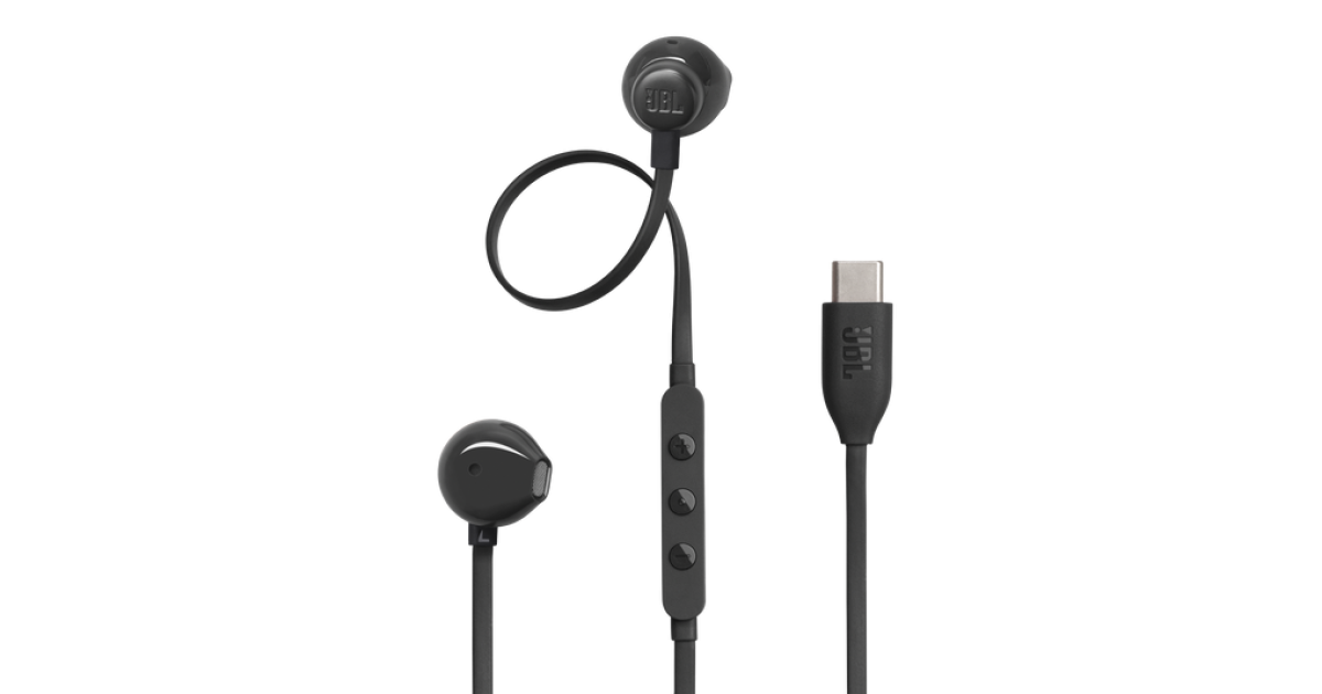 JBL Tune 305C Wired In-Ear Type-C Hi-Res Headphones - Black
