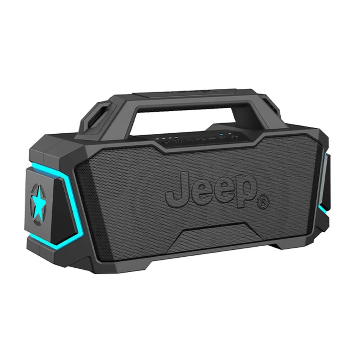 Jeep Jp Sw003 Outdoor Bluetooth Speakers – 40w Dual Drivers, Rgb Lighting, Ipx5 Waterproof, 12000mah Power Bank, And Multiple Playback Modes Black