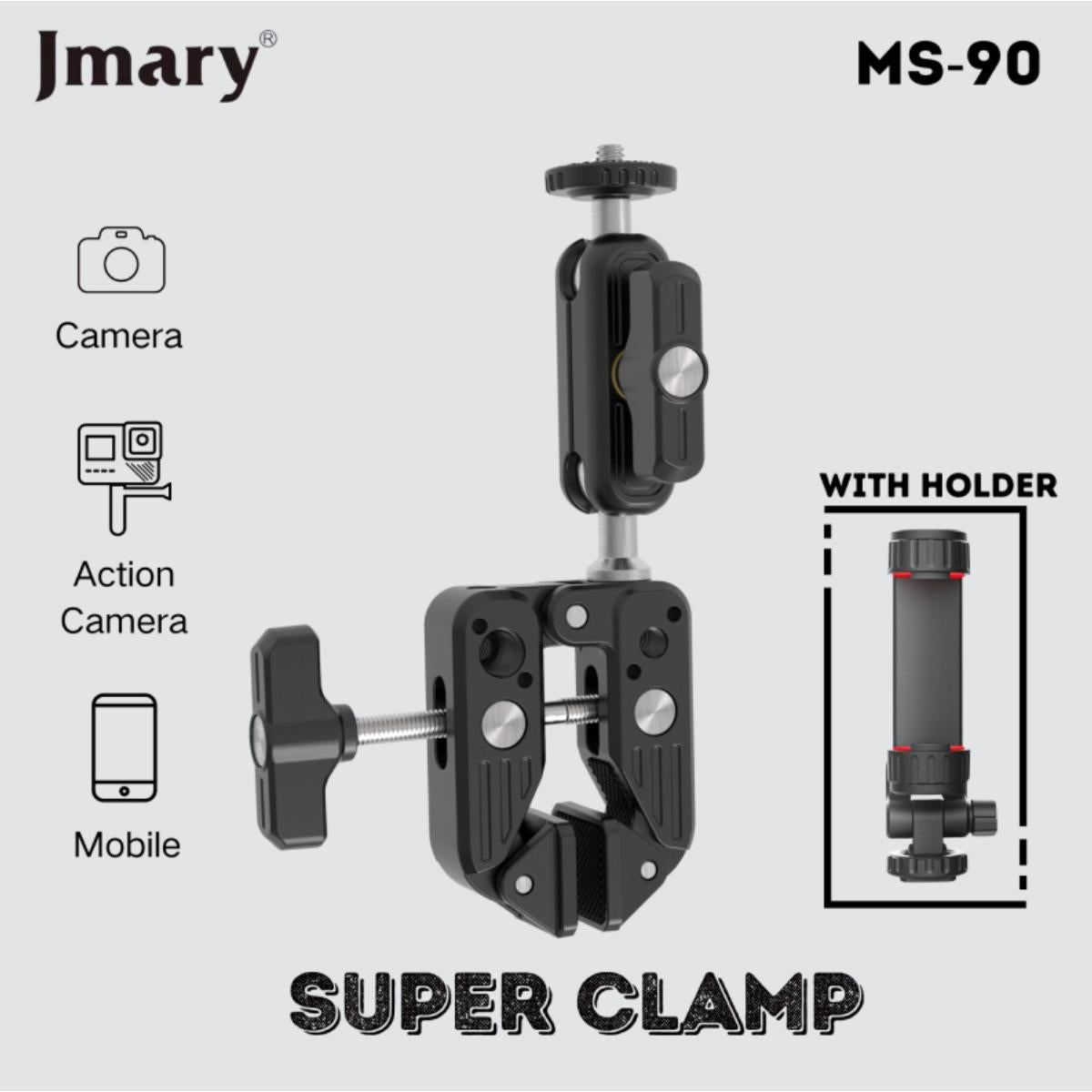 Jmary Ms 90 Aluminium Multi Funional Super Clamp For Camera And Phone Black - CompuMe