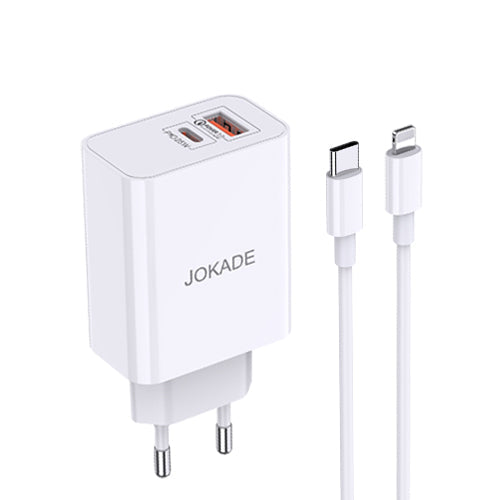 Jokade Wall Charger Type-C to Lightning, 25Watts, White - JB028
