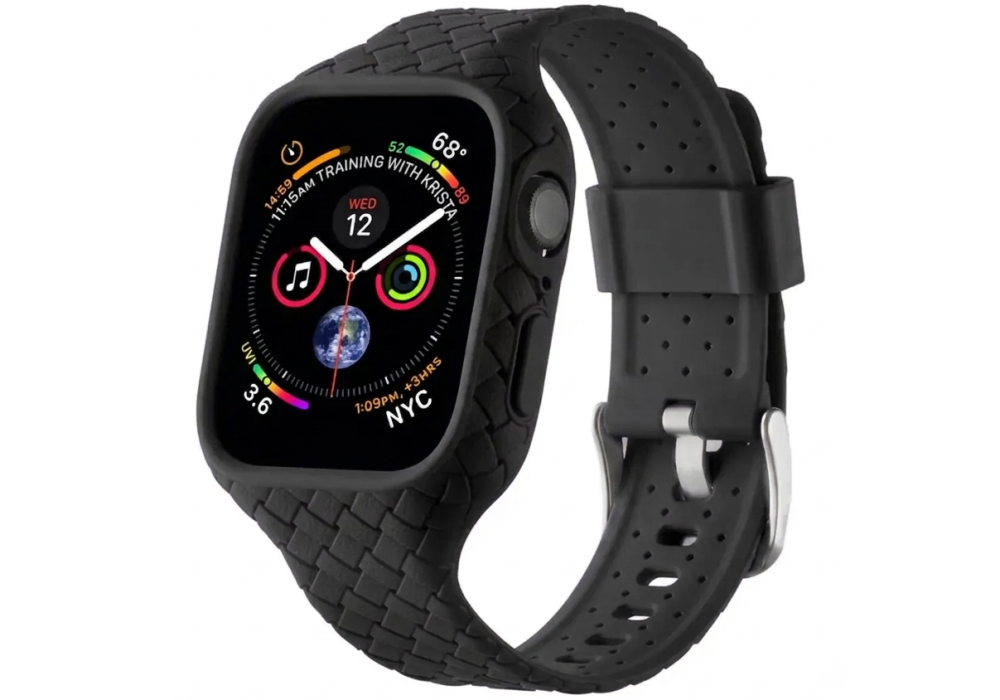 JOYROOM JR‑BP005 – Apple Watch Band for 44–45mm, Black, Woven Texture, Dirt‑Resistant, Precision Fit - 18 Months Warranty