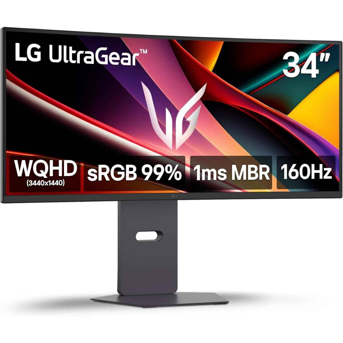Lg Ultragear 34g600a 34” 2k Wqhd 1800r Curved 160hz, 1ms Hdr10 99% Srgb Dynamic Aion Sync W/ Adjustable Stand & Built In Speakers