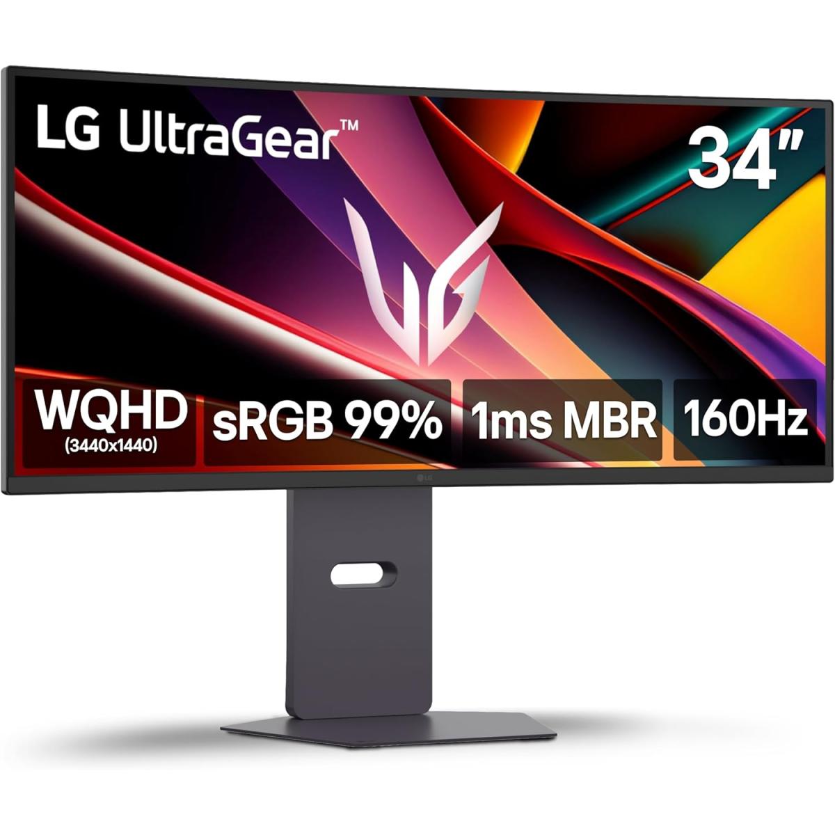 LG Ultragear 34G600A 34” 2K WQHD 1800R Curved 160Hz, 1ms HDR10 99% sRGB Dynamic Action Sync w/ Adjustable Stand & Built-in Speakers