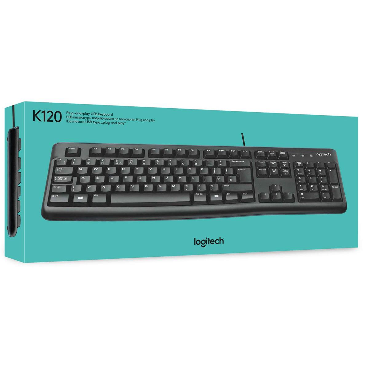 Logitech K120 Wired Keyboard For Windows, Plug And Play, Full Size, Spill Resistant, Curved Space Bar, Compatible With Pc, Laptop Black Logitech K120 Wired Keyboard For Windows, Plug And Play, Full Size, Spill Resistant, Curved Space Bar, Compatible With Pc, Laptop Black