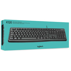 Logitech K120 Wired Keyboard for Windows, Plug and Play, Full-Size, Spill-Resistant, Curved Space Bar, Compatible with PC, Laptop - Black