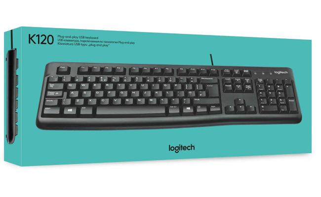 Logitech K120 Wired Keyboard For Windows, Plug And Play, Full Size, Spill Resistant, Curved Space Bar, Compatible With Pc, Laptop Black Logitech K120 Wired Keyboard For Windows, Plug And Play, Full Size, Spill Resistant, Curved Space Bar, Compatible With Pc, Laptop Black
