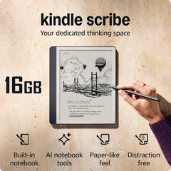 Amazon New Kindle Scribe E Reader (2024) 16gb Storage Your Notes, Documents & Books, Built In Ai Notebook Summarization W/ 10.2" Display & Premium Pen Tungsten