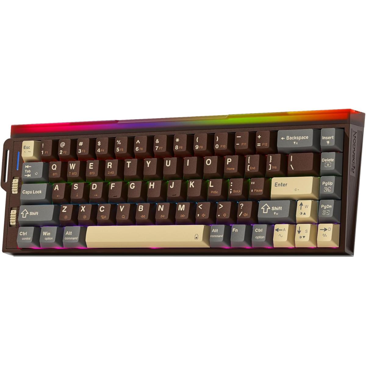 Redragon K752 Wireless Mechanical Keyboard, 60% Gasket Mount Gaming Keyboard with RGB Backlit, Creamy Sound, Tri-Mode 2.4GHz/BT5.0, Hot-Swappable, PBT Keycaps for PC/Mac Gamer