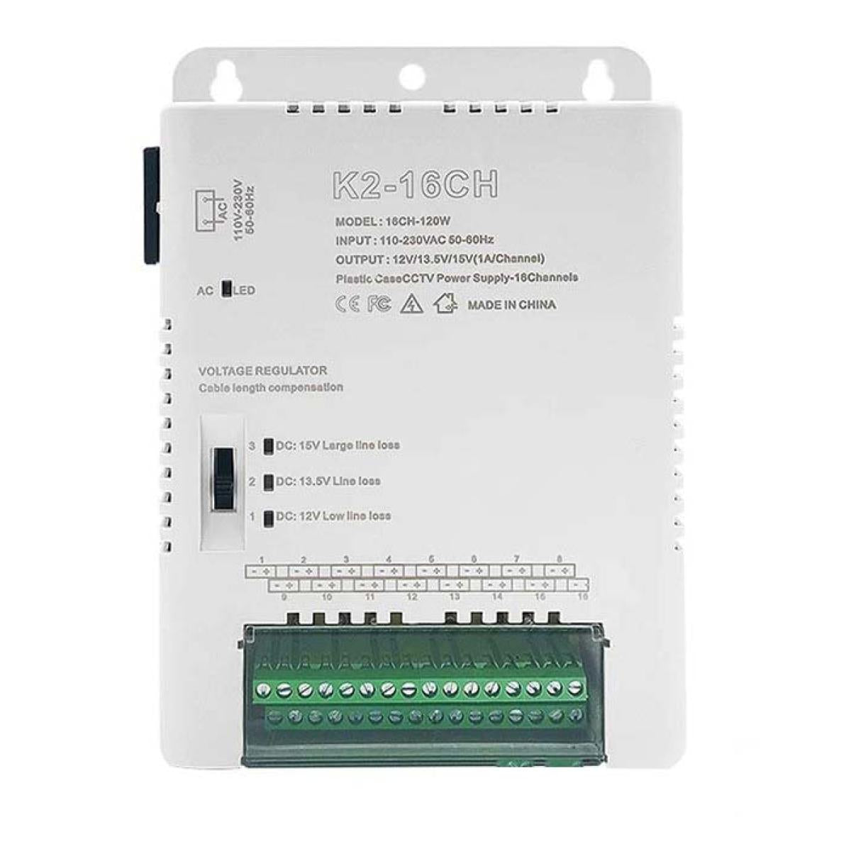 K2-16CH 16 Channel AC/DC Power Supply 120W