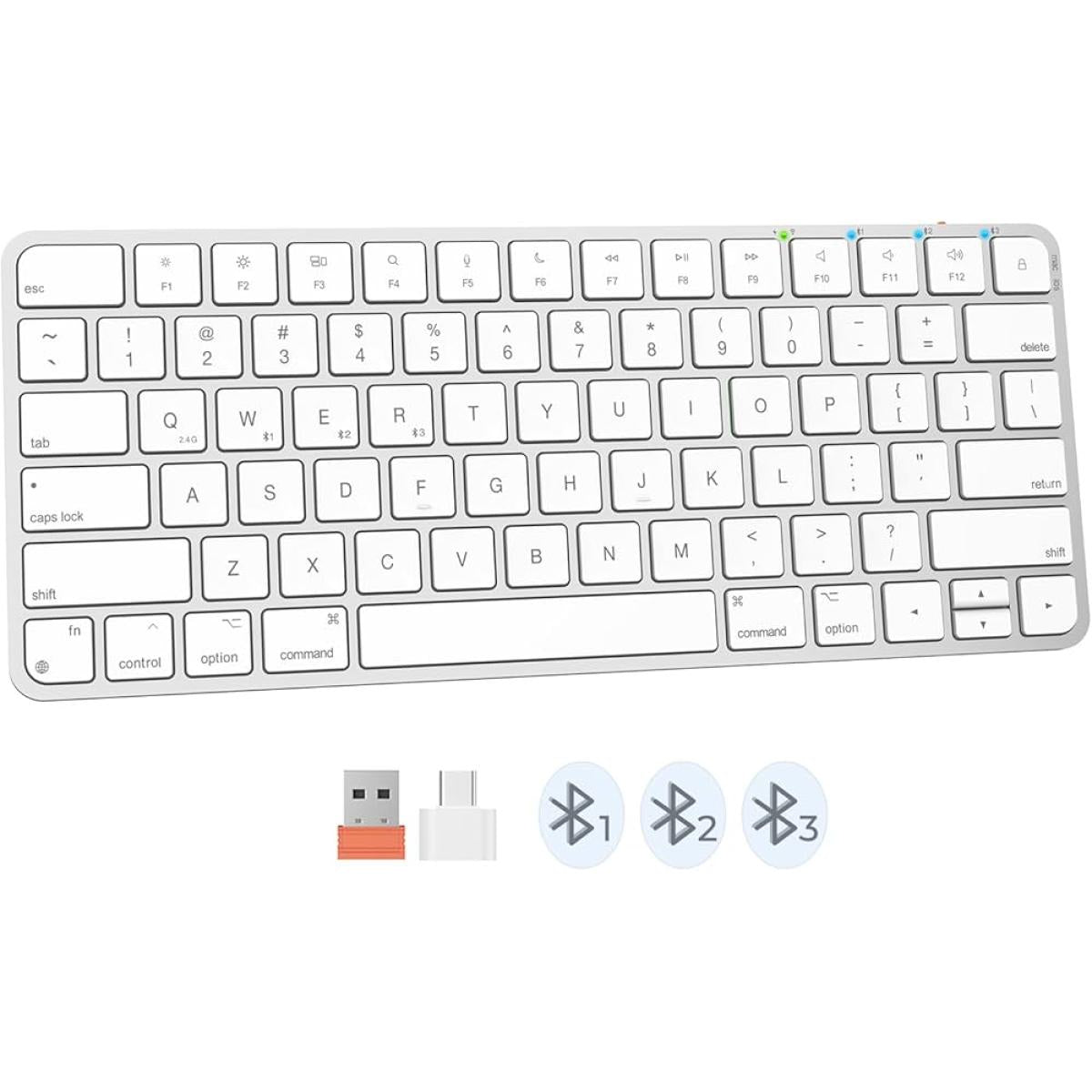 Meetion K210 ikey 2.4G Wireless & Bluetooth Ultra-thin Keyboard -White