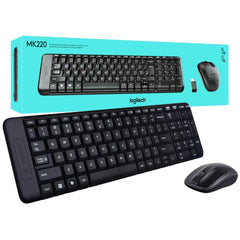 Logitech MK220 Compa Wireless Keyboard & Mouse Set for Windows Unifying USB-Receiver 24 Month Battery - Black