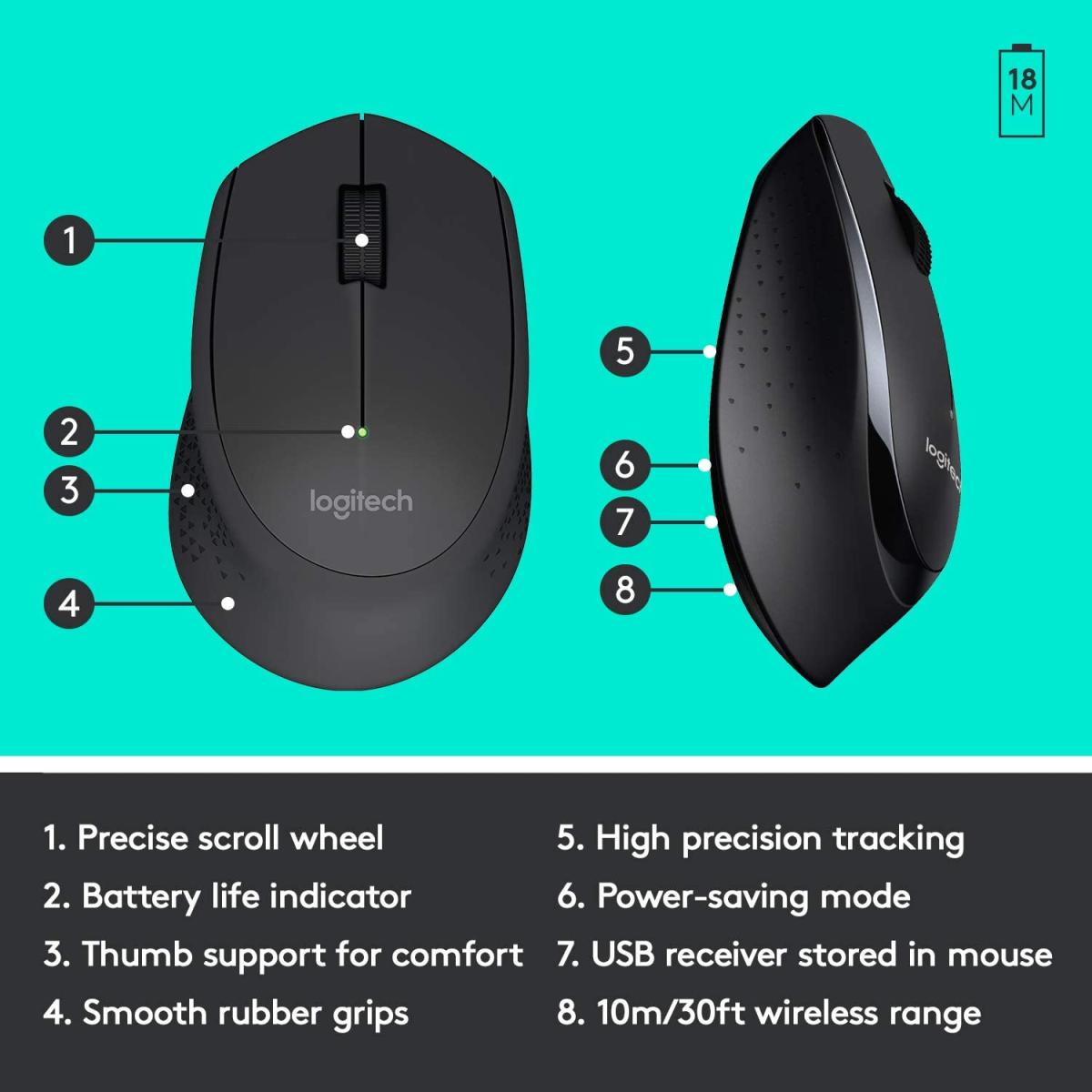 Logitech wireless keyboard and mouse combo for computer setup