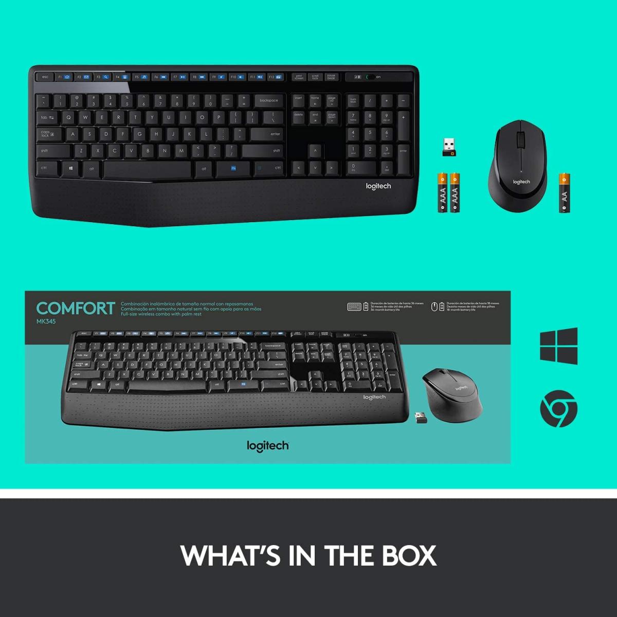 Logitech wireless keyboard and mouse combo for computer setup