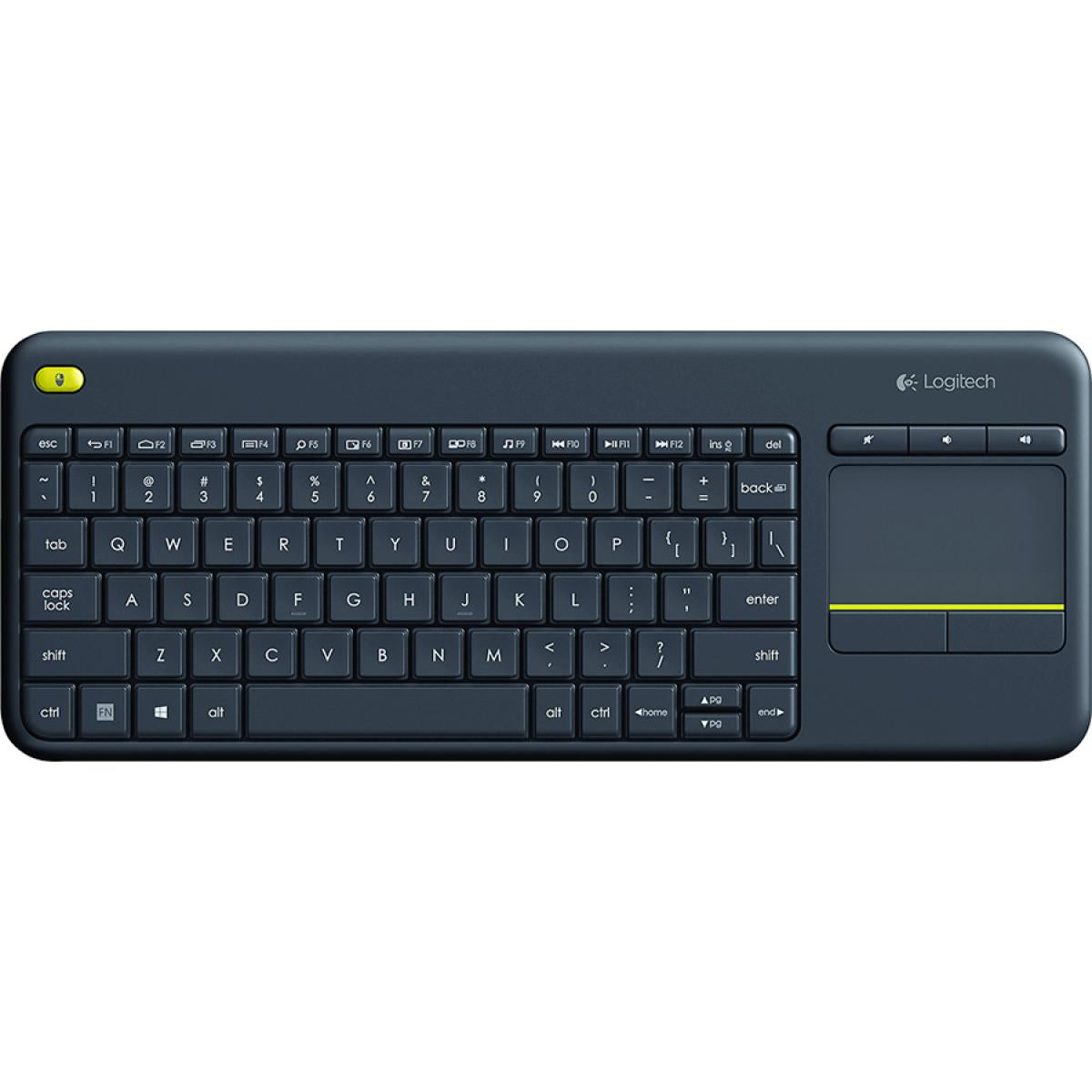 Logitech K400 Plus Wireless Touch With Easy Media Control & Built In Touchpad Htpc Keyboard For Pc Conneed Tv, Windows, Android, Chrome Os, Laptop, Tablet Black