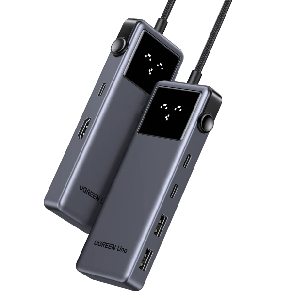 Ugreen Uno 35998 Usb C Hub 6 In 1 Multiport Adapter 4k60hz 100w Usb C Pd, 2x 10gbps Usb C, And 2x 10gbps Usb A Ports With Led Display