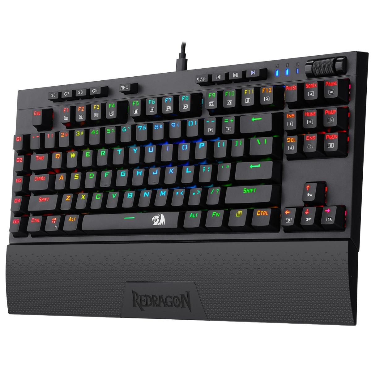 Redragon K588 Rgb Backlit Mechanical Gaming Keyboard With Programmable Keys Macro Recording Red Switches Compa Tenkeyless Design With Detachable Palm Rest & Usb C Usb For Windows Pc - CompuMe