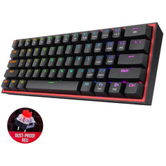 Redragon K617 Fizz RGB 60% 61 Keys Detachable Cable Mechanical Red Switches - Black