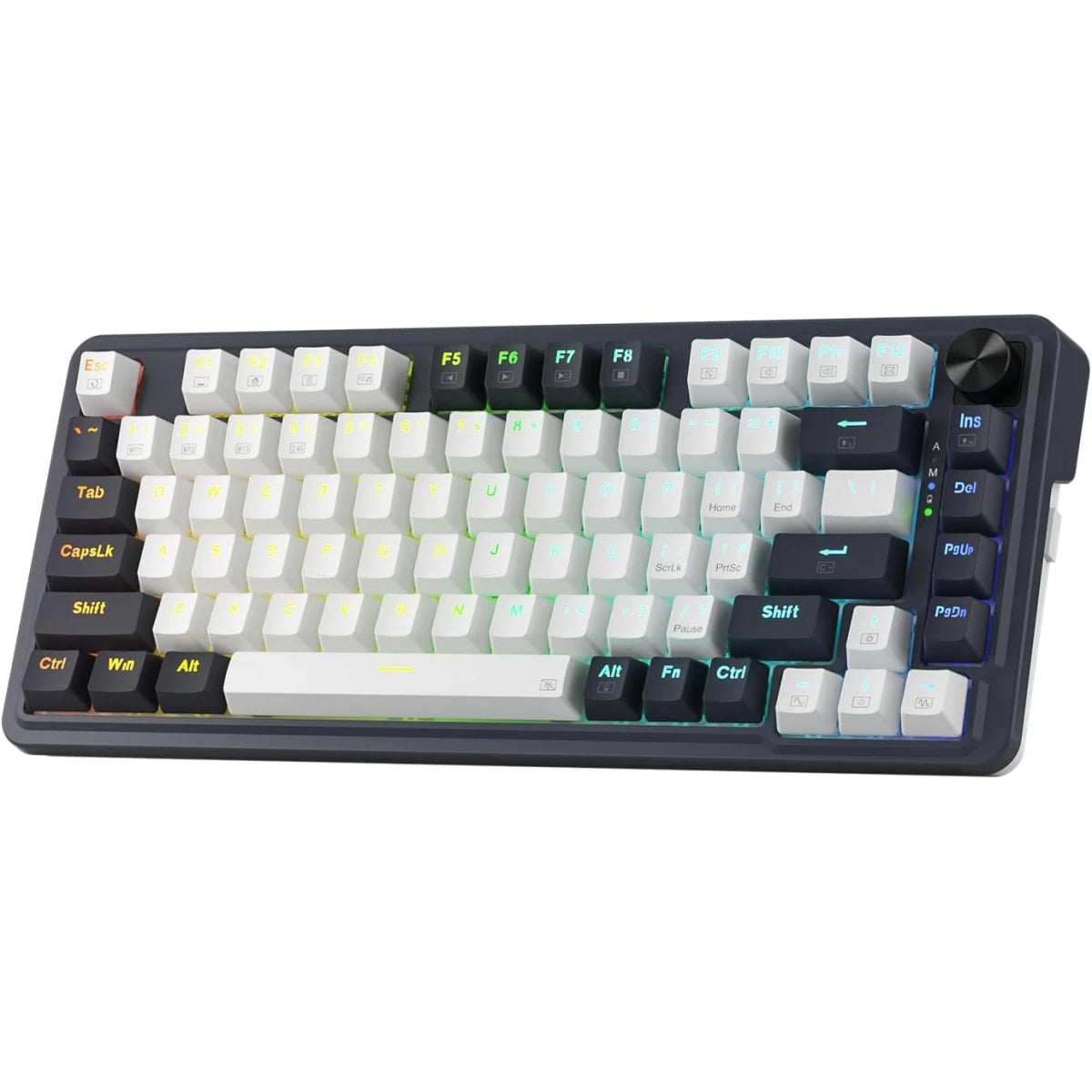 Redragon K673 PRO 75% Wireless Gasket RGB Gaming Keyboard, 3-Modes 81 Keys Compa Mechanical Keyboard Hot-Swap Socket, Dedicated Knob Control and Sound Absorbing Pads, Linear - Red Switch