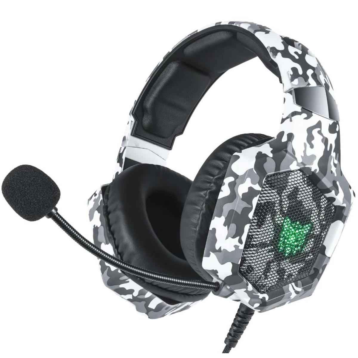 ONIKUMA K8 Wired Stereo Gaming Headphones With Mic LED Lights -White
