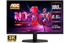 AOC Q27G40E Gaming 27" Fast IPS 2K QHD 180Hz 0.5ms HDR10 sRGB 127% Flicker-Free Six Game Modes G-Sync Compatible w/ HDMI 2.0 & DisplayPort