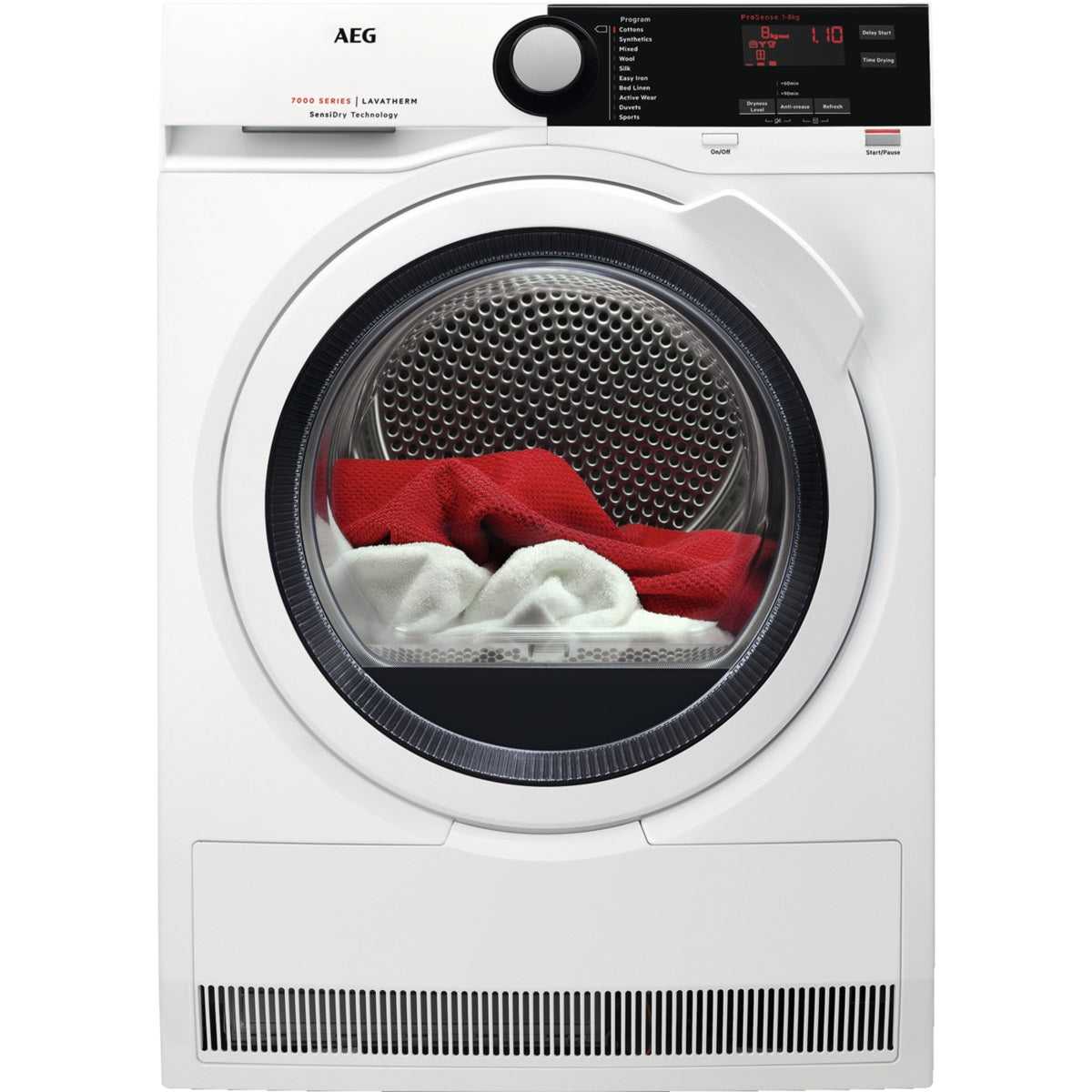 AEG Dryer Heat Pump Condenser A++, Touch LCD, Soft Drum, 8KG, 7Programs, White - TX7E8R1B