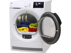 AEG Dryer Heat Pump Condenser A++, Touch LCD, Soft Drum, 8KG, 7Programs, White - TX7E8R1B