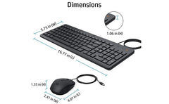 HP 150 Wired Keyboard & Mouse Combo USB 12 Shortcut Keys 6° Adjustable Slope Keyboard & 1600 DPI Optical Sensor Mouse
