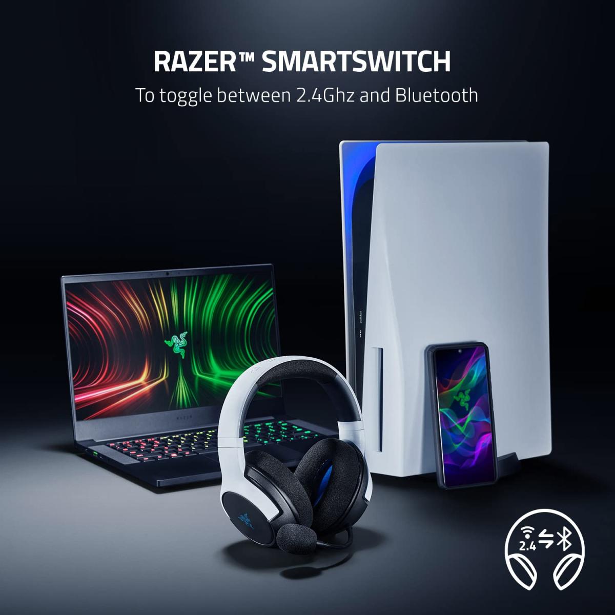 Razer Kaira Dual Wireless Ps 5 Console & Mobile Hyperclear Cardioid Mic Wireless & Bluetooth W/smartswitch Razer Kaira Dual Wireless Ps 5 Console & Mobile Hyperclear Cardioid Mic Wireless & Bluetooth W/smartswitch