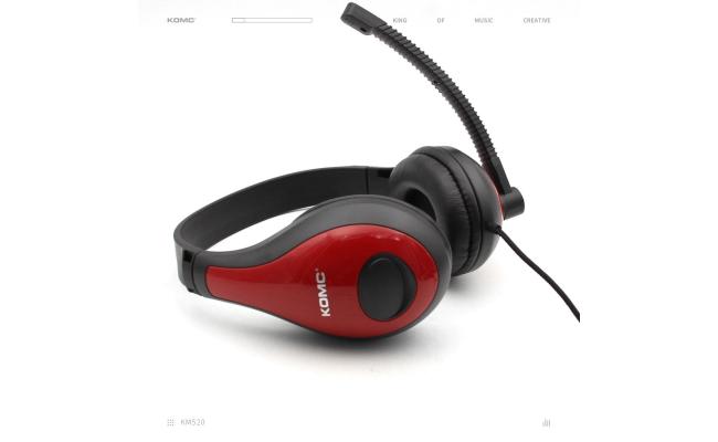 Komc Km 520 Black Red Over Ear Headphones With Mic For Extraordinary Hearing Experience