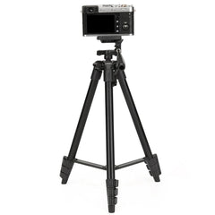 JMARY KP-2205 Aluminum Tripod (134CM), 4-Section Aluminum Legs, Universal Lightweight Tripod with Mobile Phone Holder Mount - Black