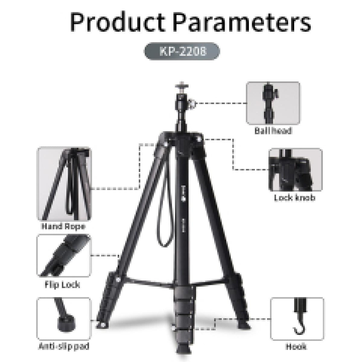 Jmary KP-2208 2 in 1 Monopod Aluminum Tripod 1.7M