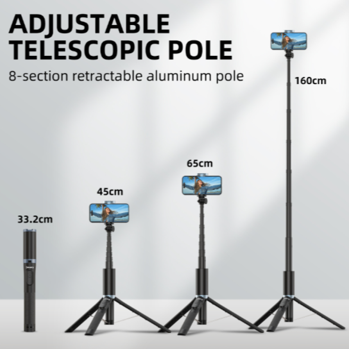 Jmary KT - 259 All - in - One Selfie Stick Tripod 1.6 Meter, camera accessories