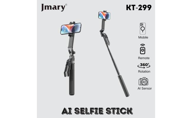 Jmary Kt 299 Rotation Smart Tripods Al Face Sensor Selfie Stick Tripod Upto 1.8 Meter Long 360° Horizontal Black Jmary Kt 299 Rotation Smart Tripods Al Face Sensor Selfie Stick Tripod Upto 1.8 Meter Long 360° Horizontal Black