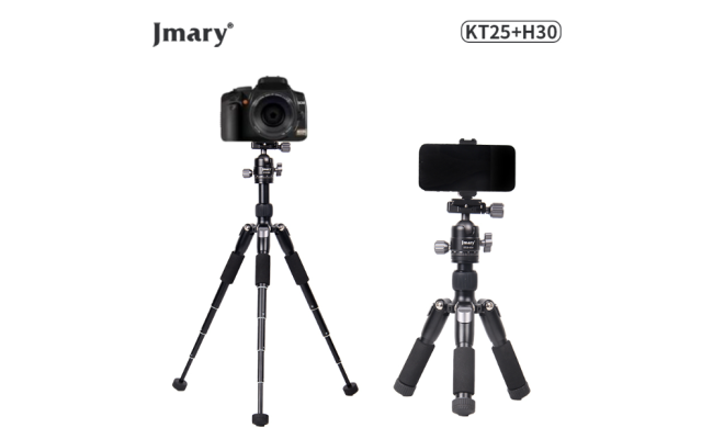 Jmary Kt25 H30 Portable Extendable Desktop Aluminum Tripod Kit