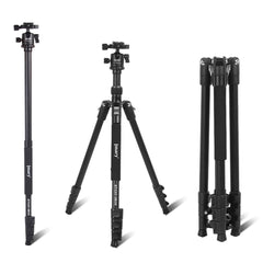 Jmary Kt325 Nb30 1.6m Aluminum Alloy Cell Phone Tripod Stand For Slr, Aion Camera Rotating Portable Tripod Holder Black