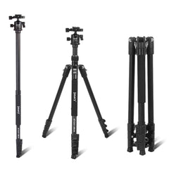 Jmary Kt325 Nb30 1.6m Aluminum Alloy Cell Phone Tripod Stand For Slr, Aion Camera Rotating Portable Tripod Holder Black