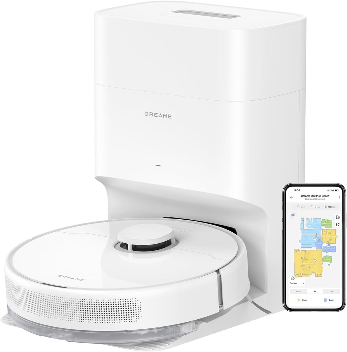 Dreame D10 Plus Gen2 Robot Vacuum, 6000PA, White