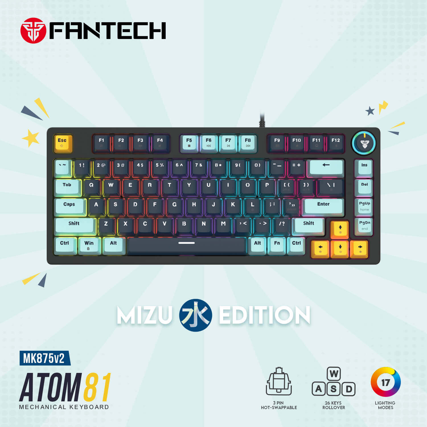 Fantech mechanical gaming keyboard for computer setup