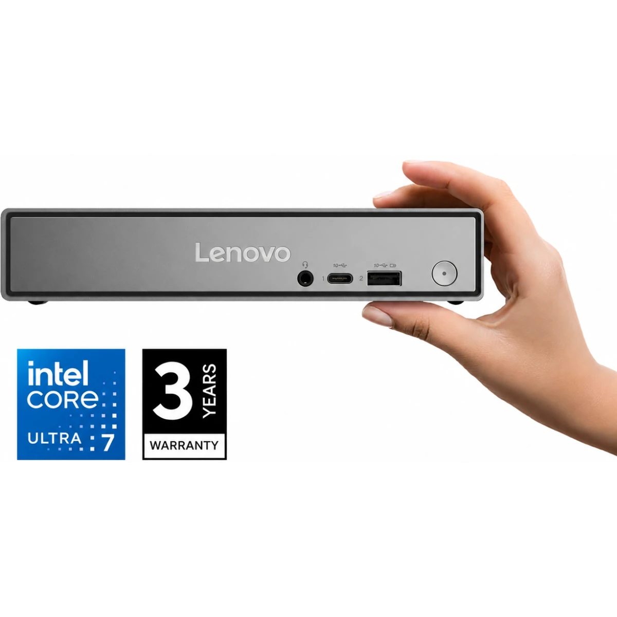 Lenovo ThinkCentre Neo 50q Gen 6 Tiny AI PC – Intel Core Ultra 7 256V, 16GB LPDDR5X, 512GB SSD, Wi-Fi 6, DOS, 3-Year Warranty