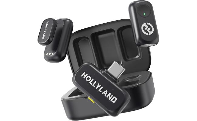 Hollyland Lark A1 Dou Wireless Microphone for iPhone 17/16/15 & Android with microphones