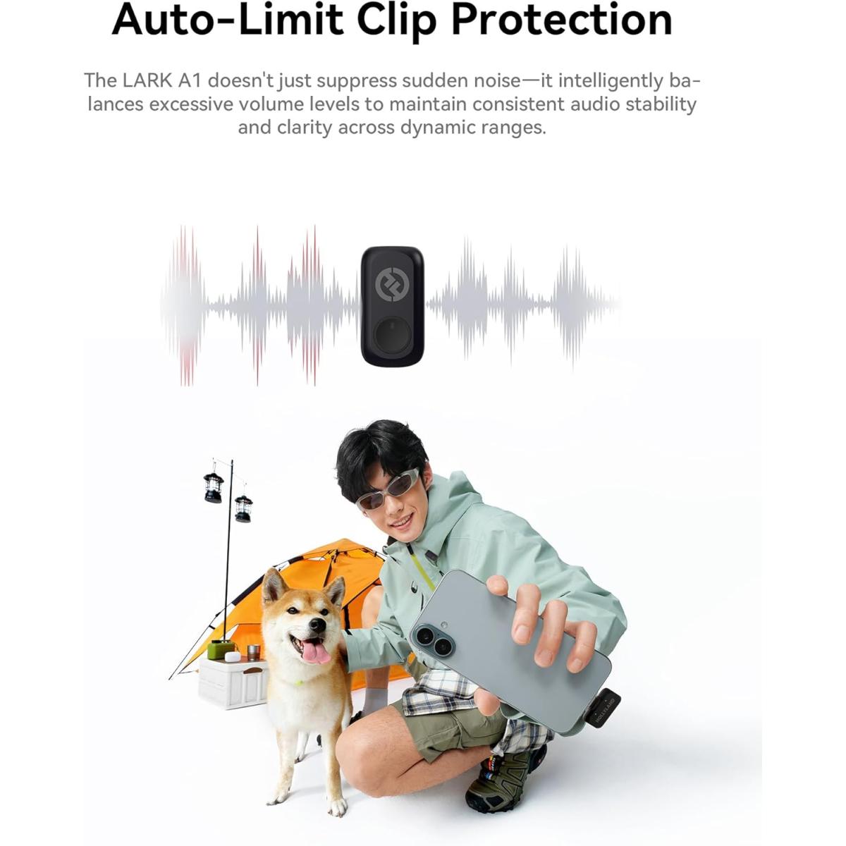 Hollyland Lark A1 Dou Wireless Microphone for iPhone 17/16/15 & Android with microphones
